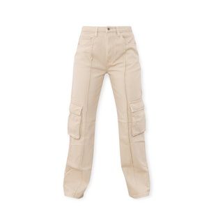 Sand Cargo Pocket Detail Baggy Boyfriend Jeans